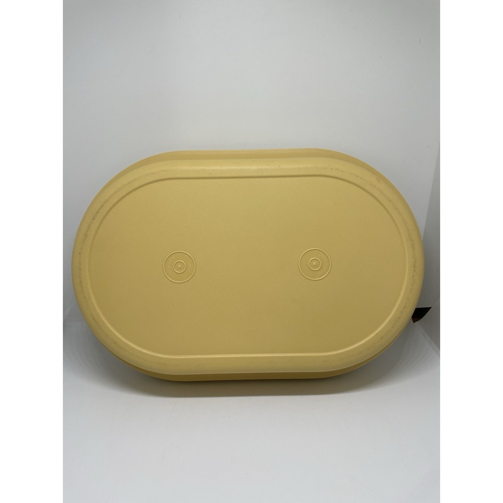 VTG TUPPERWARE 2 PC OVAL SERVER SET HARVEST GOLD/ALMOND - Picture 4 of 6